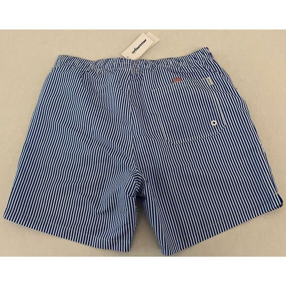 Maamgic Men’s Sz XL Blue & White Striped lined Swim Trunks Shorts - Picture 2 of 8